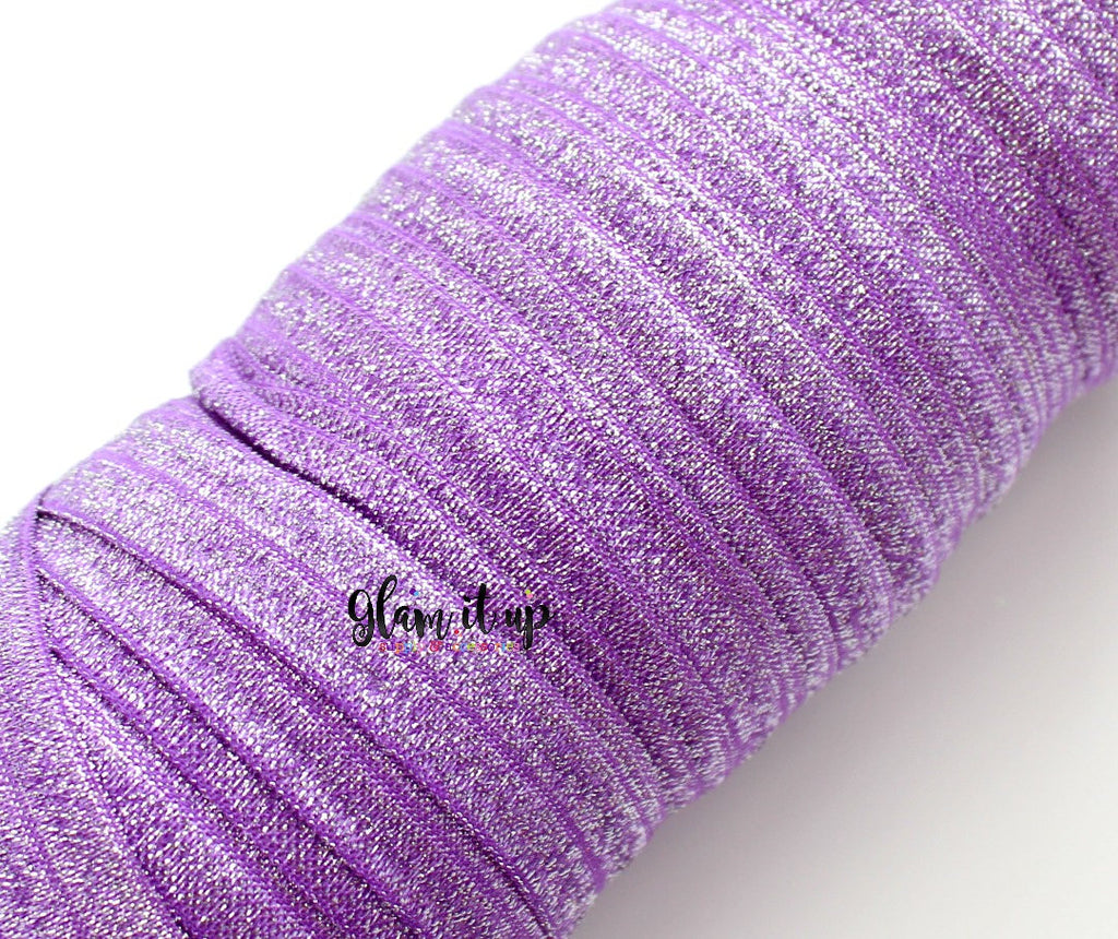 Purple Glitter 5/8" FOE - Fold Over Elastic