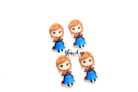 Frozen Hair Bow Center- Frozen planar resin-Frozen cabochon-4pc