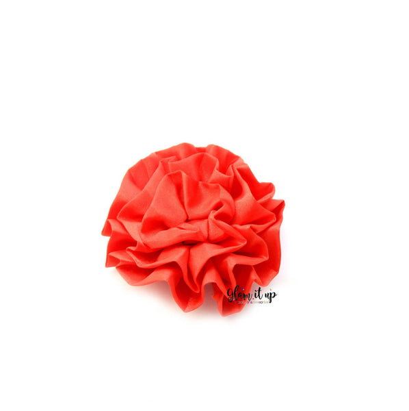 Large Satin Red Ruffle 3" Flower