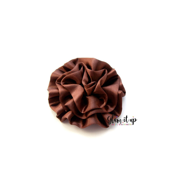 Large Satin Brown Ruffle 3" Flower