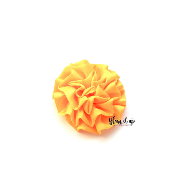 Large Satin Yellow Ruffle 3" Flower