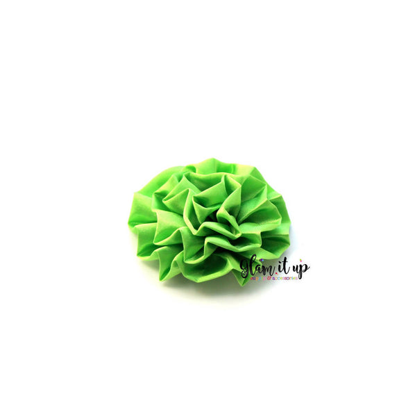 Large Satin Lime Ruffle 3" Flower