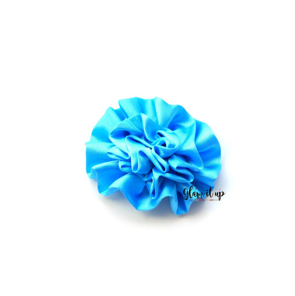Large Satin Turquoise Ruffle 3" Flower