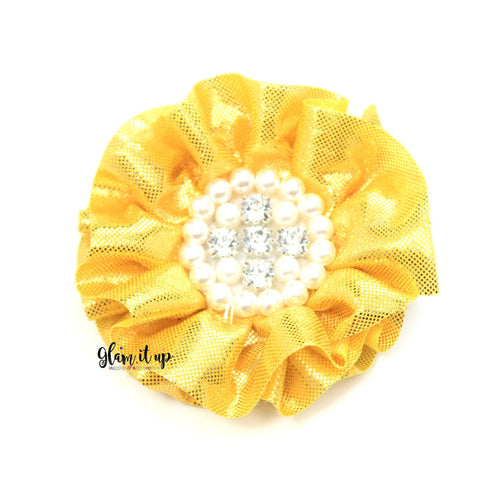 Chiffon Gold Ruffle Flower