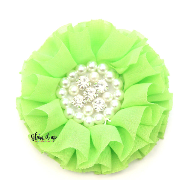 Chiffon Lime Ruffle Flower