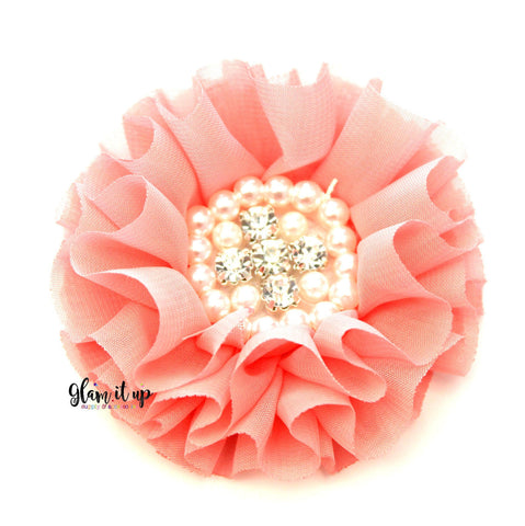 Chiffon Coral Ruffle Flower