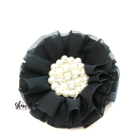 Chiffon Black Ruffle Flower