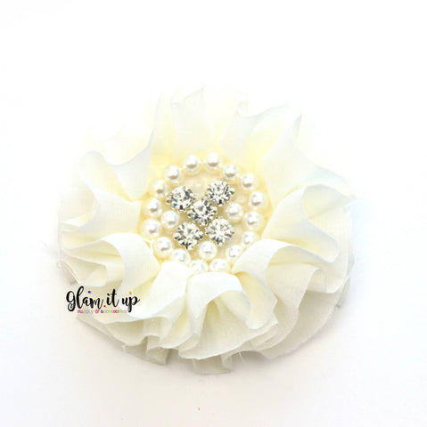Chiffon Ivory Ruffle Flower