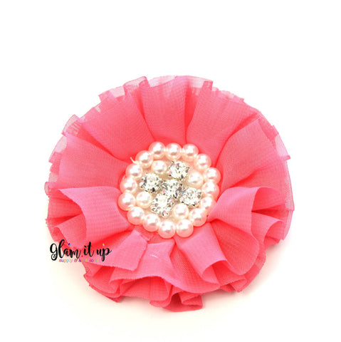Chiffon Fuchsia Ruffle Flower