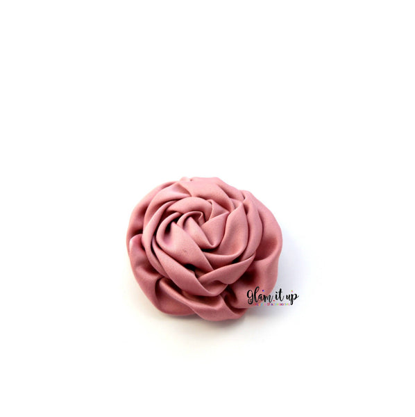 Satin Rosette Dusty Rose 3" Flower