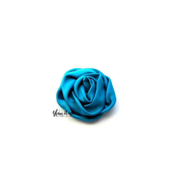 Satin Teal Rosette 3" Flower