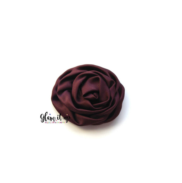 Satin Plum Rosette 3" Flower