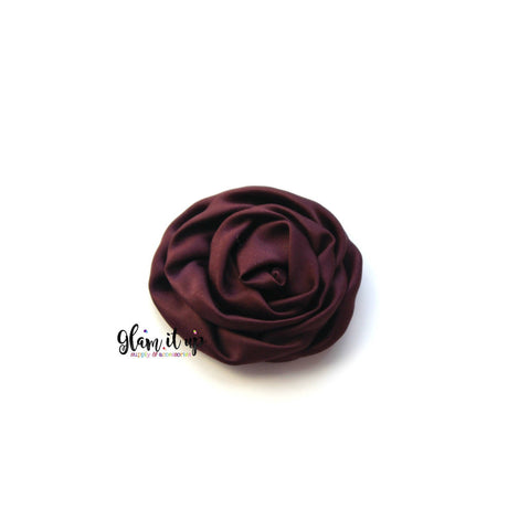 Satin Plum Rosette 3" Flower