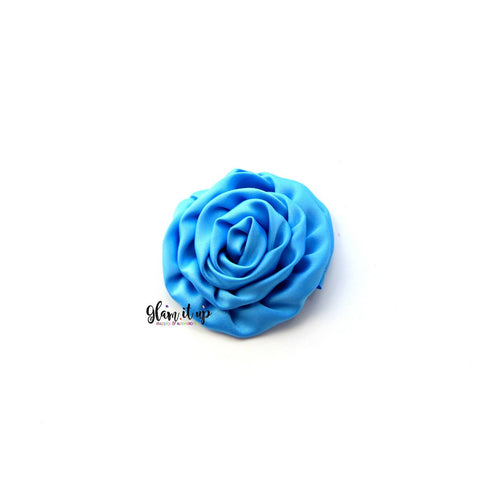 Satin Rosette 3" Turquoise Flower