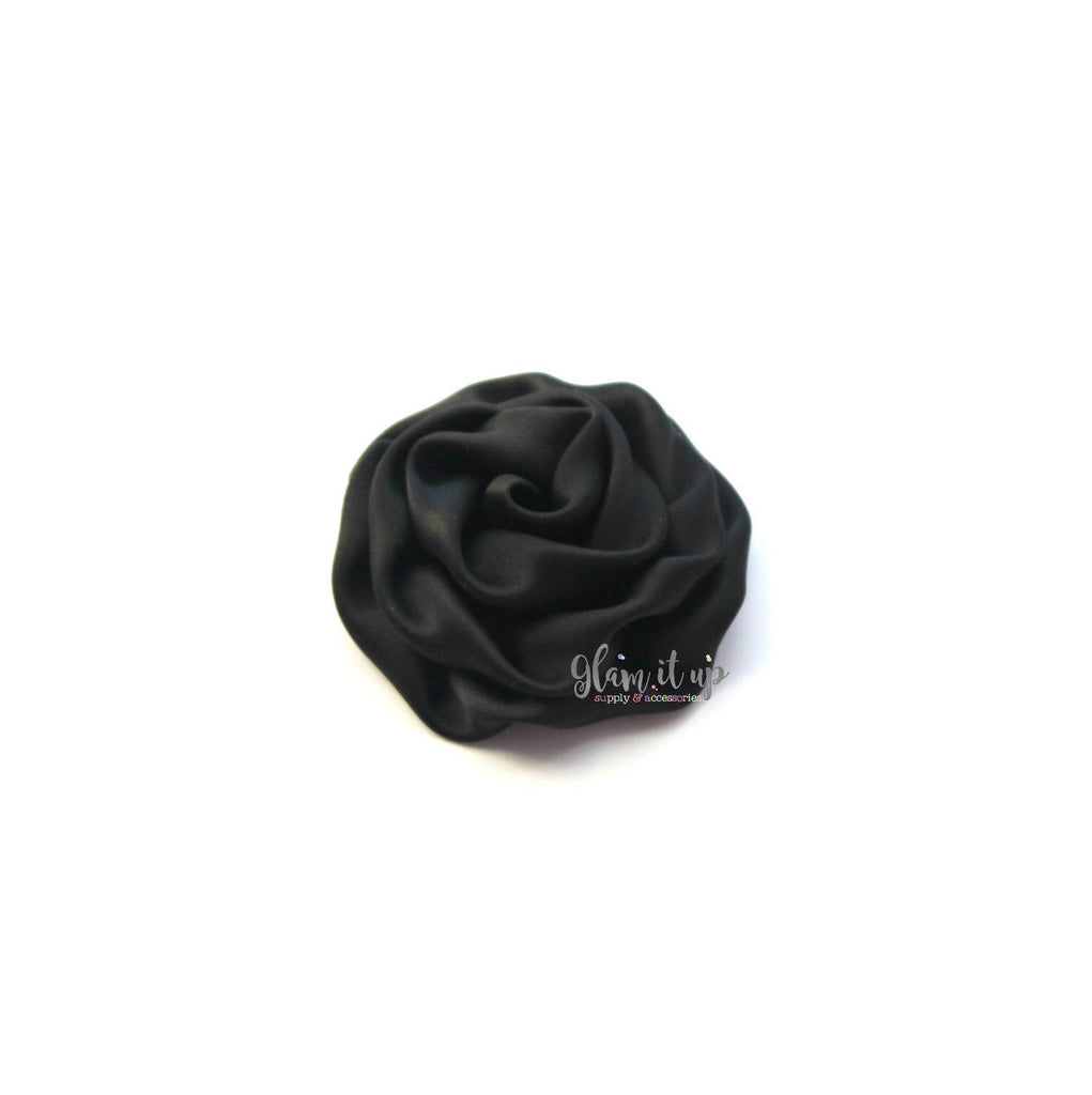 Satin Rosette Black 3" Flower
