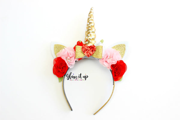 Unicorn Floral Headband - Valentine