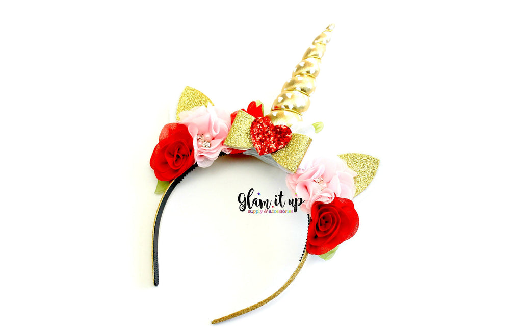 Unicorn Floral Headband - Valentine