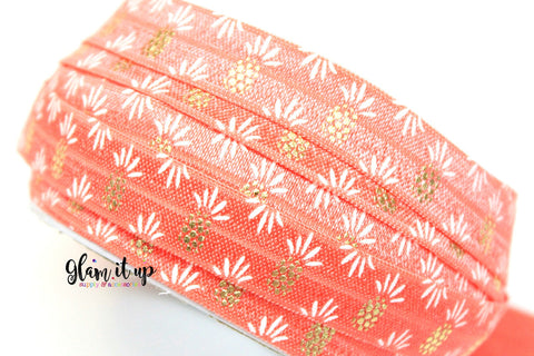 Pineapple Print 5/8" FOE - Fold Over Elastic