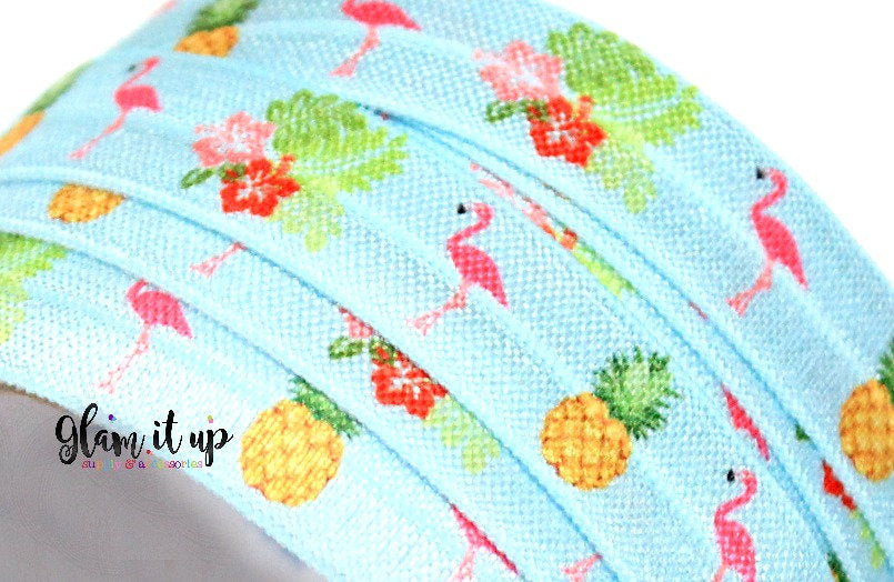 Hawaiian Print 5/8" FOE - Fold Over Elastic