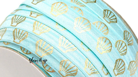 Seashell Print 5/8" FOE - Fold Over Elastic