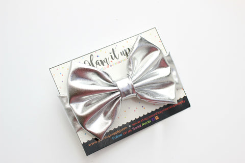 Silver Metallic Bow Headband